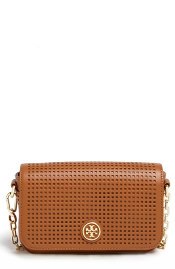 Tory Burch Robinson Mini Perforated Leather Crossbody Bag Luggage, $365 |  Nordstrom | Lookastic