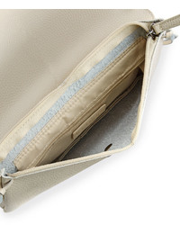 Linea Pelle Whipstitch Trim Faux Leather Crossbody Bag Bone