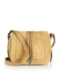 Roberto Cavalli Whipstitched Suede Leather Crossbody Bag