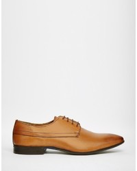Asos Brand Derby Shoes In Rich Tan Leather With Burnishing