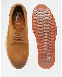 Asos Brand Derby Shoes In Tan Nubuck Leather
