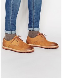 Asos Brand Derby Shoes In Tan Nubuck Leather