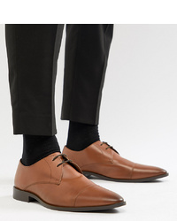 Frank Wright Wide Fit Toe Cap Derby Shoes In Tan Leather