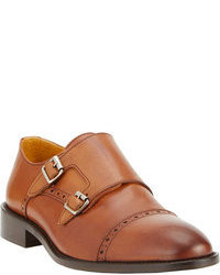 Barneys New York Perforated Cap Toe Double Monk Shoes