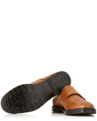 Topman Tan Leather Monk Shoes