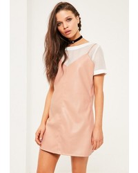 Missguided Petite Nude Faux Leather Cami Overlay Dress