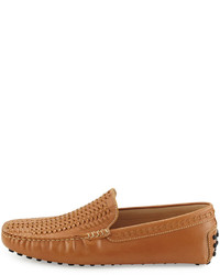 Tod's Gommini Woven Leather Driver Tan