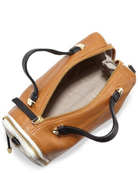 Halston Heritage Leather Baby Satchel With Strap Tan Multi