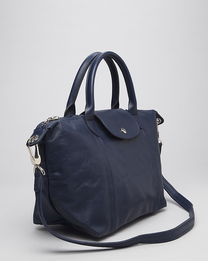 Longchamp+Le+Pliage+Cuir+L+Leather+Satchel+Travel+Weekender+Bag+Cobalt+Blue  for sale online