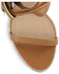 Burberry Catsbrook Leather Espadrille Wedge Sandals