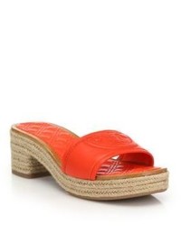 Tory Burch Fleming Quilted Leather Espadrille Slide Sandals