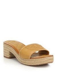 Tory Burch Fleming Quilted Leather Espadrille Slide Sandals