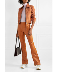 Acne Studios Ed Leather And Ribbed Jersey Flared Pants