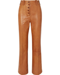 tan leather pants womens