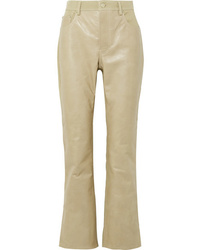 Acne Studios Paneled Leather And Cotton Blend Twill Flared Pants