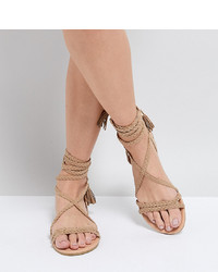 ASOS DESIGN Asos Fayla Tie Leg Plaited Flat Sandals