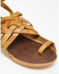Free People Belize Tan Strap Flat Sandals