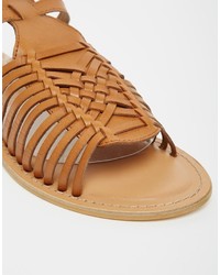 Asos Collection Forest Leather Flat Sandals