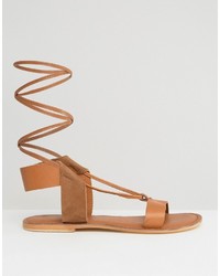 Asos Fair Ground Wide Fit Leather Flat Sandals