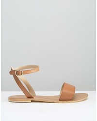 Asos Flique Wide Fit Leather Flat Sandals