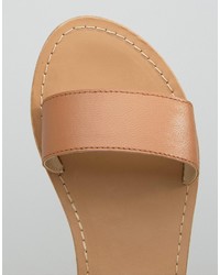 Asos Flique Wide Fit Leather Flat Sandals