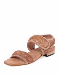 Sesto Meucci Gryta Woven Leather Flat Sandal Beige