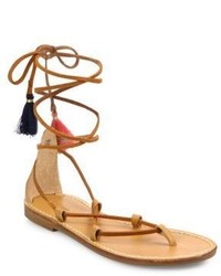 Soludos Leather Cotton Lace Up Flat Sandals