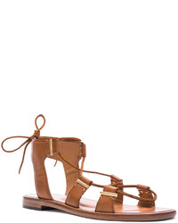 Rosetta Getty Leather Flat Lace Up Sandals