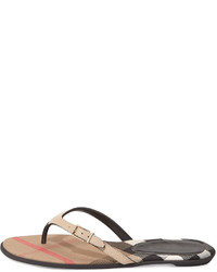 Burberry Meadow Leather Thong Sandal Honey