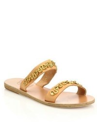 Ancient Greek Sandals Poulia Vachetta Leather Slides