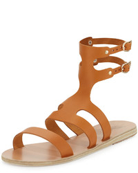 Ancient Greek Sandals Agapi Flat Leather Gladiator Sandal Brown