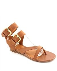 Franco Sarto Glinda Tan Open Toe Leather Gladiator Sandals Shoes