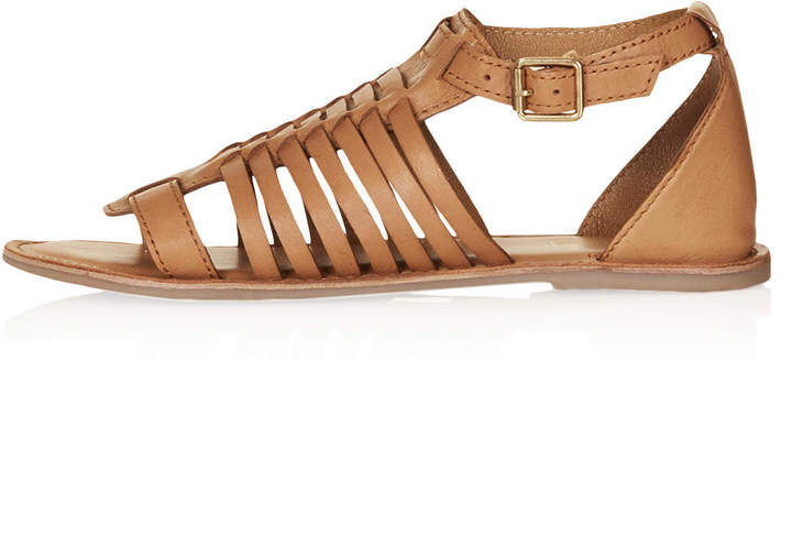 Tan Leather Gladiator Sandals: Topshop Harmony Gladiator Sandals