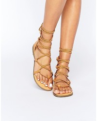 Truffle Collection Beryl Tie Plaited Flat Sandals