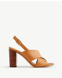 Ann Taylor Louisa Block Heel Leather Sandals