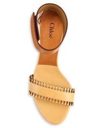 Chloé Chloe Block Heel Scalloped Leather Sandals