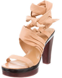 Hermes Herms Leather Lace Up Sandals