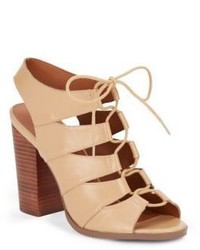Saks Fifth Avenue Leather Lace Up Chunky Heel Sandals