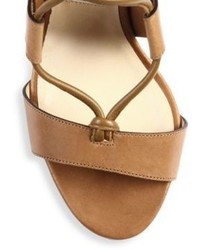 Jimmy Choo Margo 80 Cork Heel Leather Lace Up Sandals
