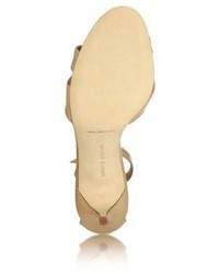 Manolo Blahnik Patent Leather Mid Heel Crisscross Sandals