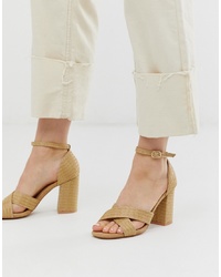 Glamorous Straw Block Heeled Sandals