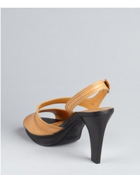 Tod's Tan Leather Chelsea Peep Toe Sandals