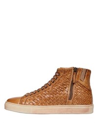 Calzoleria Toscana Hand Woven Leather High Sneakers