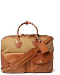 Rrl Cargo Distressed Leather And Canvas Holdall