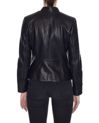 Tahari Carry Dual Zip Front Leather Jacket