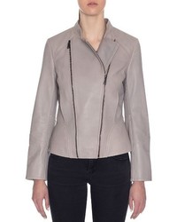 Tahari Carry Dual Zip Front Leather Jacket