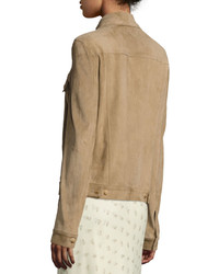 The Row Coltra Lambskin Leather Jacket Sand