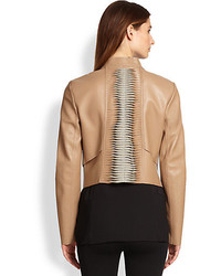 BCBGMAXAZRIA Lloyd Faux Leather Asymmetrical Paneled Jacket