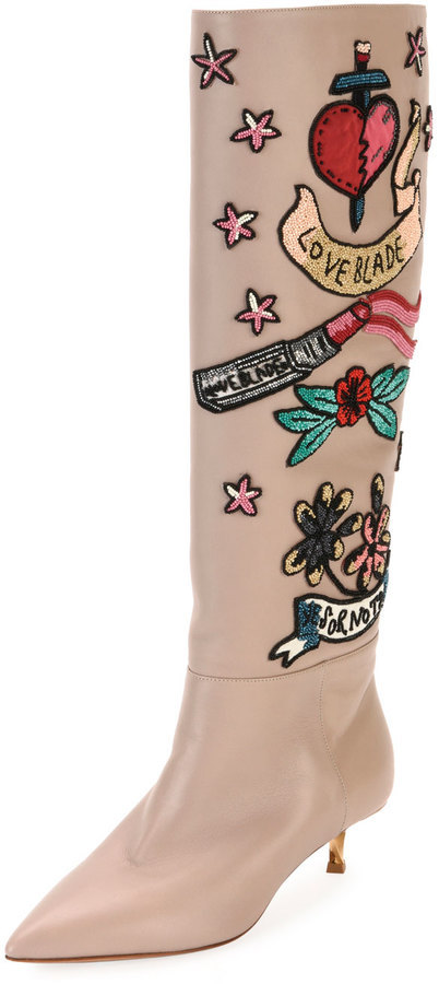 embellished knee high boots