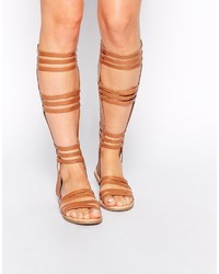Asos Collection Fentiman Leather Knee High Gladiator Sandals